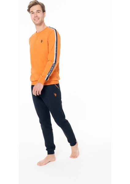 18942 Erkek Turuncu Yuvarlak Yaka Uzun Kollu Pijama Takımı