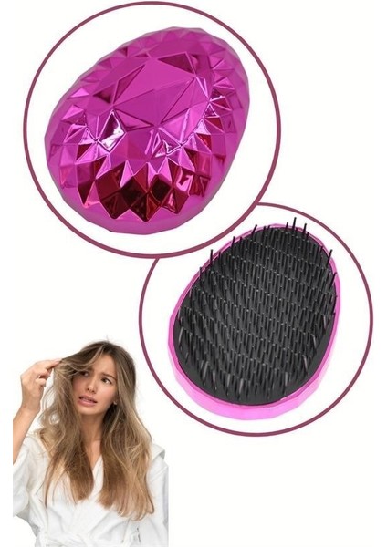 Buffer® Neon Pembe Düzleştirici Tarak Geniş Aralıklıher Saç Tipine Uygun Fırçalı Saç Düzleştirici