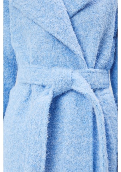 Mavi Buklet Kaşe Oversize Kaban