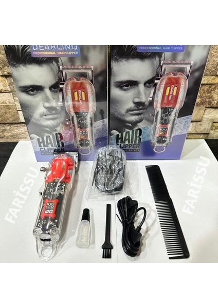 Şarjlı Saç Kesme Makinesi, 3 Saat Çalışma Süresi, Kırmızı, Renkli, Kablosuz Kullanım