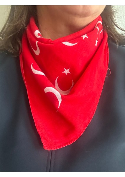 Kırmızı Renk Içerisinde Ay Yıldızlı Unisex %100 Koton Bandana 23 Nisan Bandanası indirimleri
