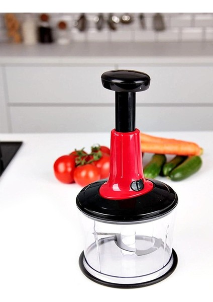 Kırmızı Akışkan Akrilik Büyük Boy Paslanmaz Çelik Bıçaklı Rondo El Blenderi