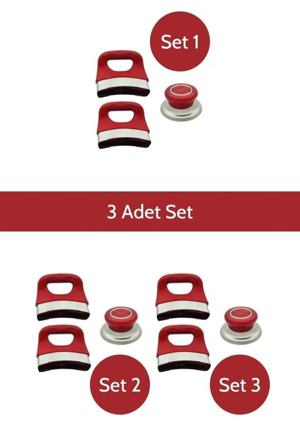 Kırmızı Tencere ve Tava Kulp Seti, 3'lü, Dayanıklı ve Şık Mutfak Aksesuarları modelleri
