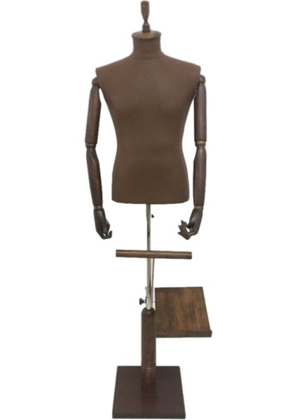 Kahverengi Ahşap Kollu Yüksek Kaliteli Erkek Terzi Mankeni