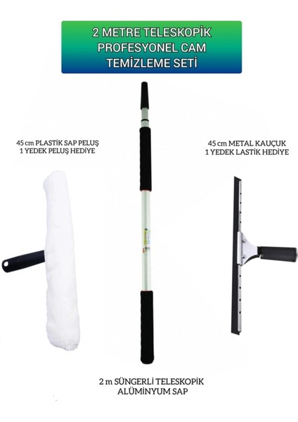Metal ve Mikrofiber Temizlik Seti, Teleskobik Uzatmalı 3 mt Cam Temizleme Araçları fiyatları