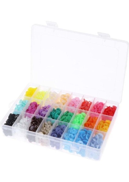 Renkli Plastik Çıt Çıt Düğme Seti ve Saklama Kutusu, 360 Adet, Pratik Kullanım