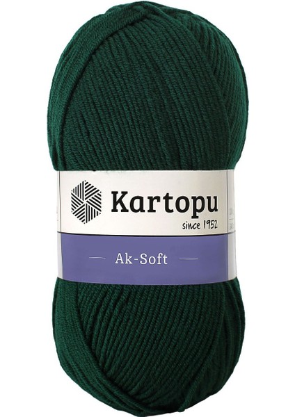 5 Adet Kartopu Aksoft Örgü Ipi K1416 Kara Yeşil