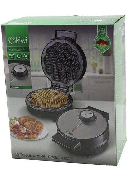 Elektrikli Waffle Makinesi 1200W, Isı Ayar, Işıklı Gösterge, Çok Renkli, 5 Dilim
