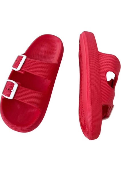 Unisex Kırmızı Çift Tokalı Medikal Hafif Eva Terlik