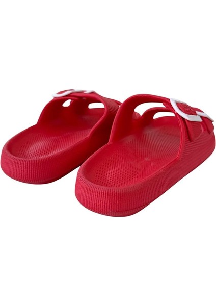 Unisex Kırmızı Çift Tokalı Medikal Hafif Eva Terlik
