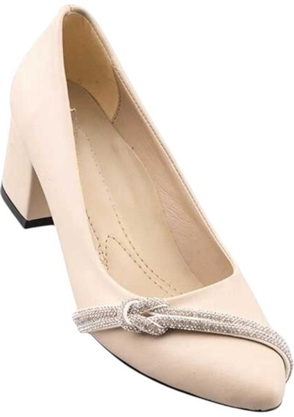 Taş Detaylı Klasik Topuklu Ayakkabı 6 Cm KREM indirimleri