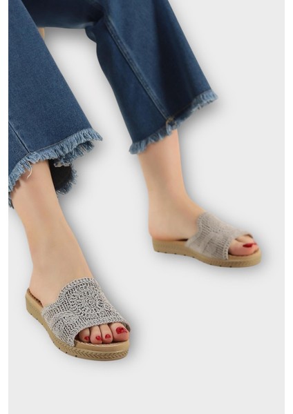 Kadın Örgülü Günlük Rahat Terlik GRİ indirimleri