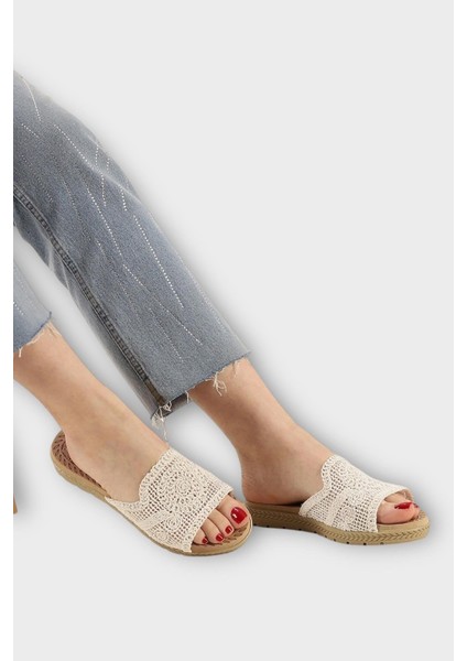 Kadın Örgülü Günlük Rahat Terlik BEYAZ indirimleri