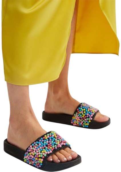 Kadın Boncuklu Günlük Terlik Renkli indirimleri