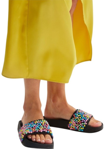 Kadın Boncuklu Günlük Terlik Renkli