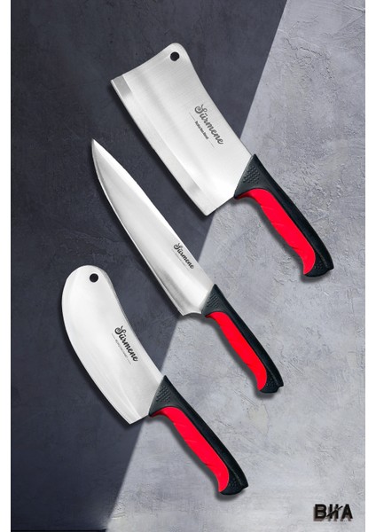 Sürmene Noché Şefin Detayları Üç Parça Satır Paralama Doğrama Bıçak Seti