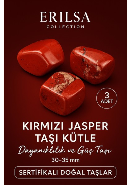 Sertifikalı Kırmızı Jasper Taşı Kütle (3 Adetli) – Dayanıklılık ve Güç Taşı 30-35 mm