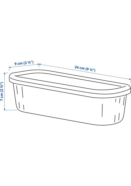 Rykta Şeffaf Gri Mavi 9 x 24 x 7 cm 0.5 Lt Kapaklı Kutu fiyatları