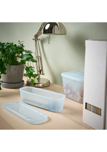 Rykta Şeffaf Gri Mavi 9 x 24 x 7 cm 0.5 Lt Kapaklı Kutu modelleri