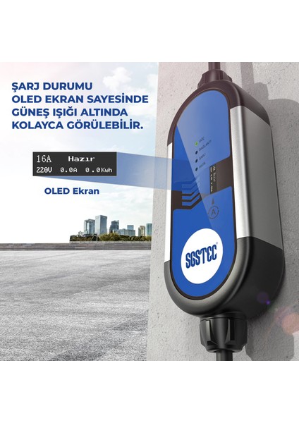 EV Type2 3,5kW 16A Taşınabilir Elektrikli Araç Şarj Cihazı fırsatları