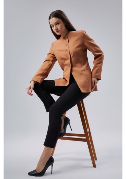 Camel Bisiklet Yaka Regular Dokuma Ceket