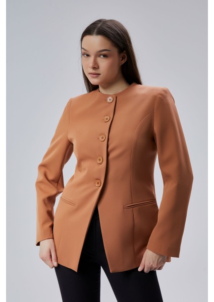 Camel Bisiklet Yaka Regular Dokuma Ceket