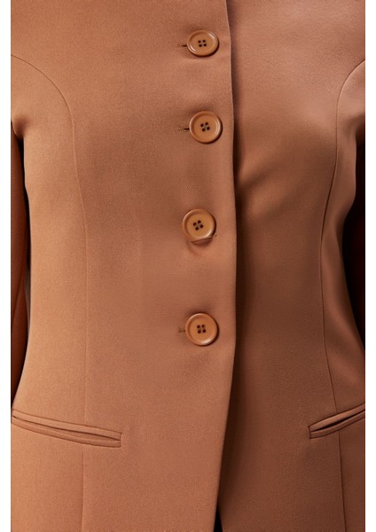 Camel Bisiklet Yaka Regular Dokuma Ceket