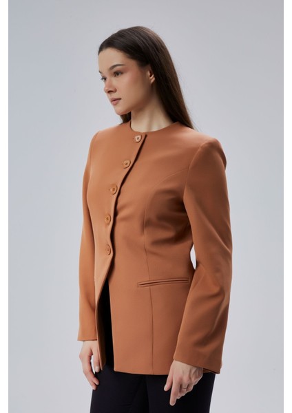 Camel Bisiklet Yaka Regular Dokuma Ceket