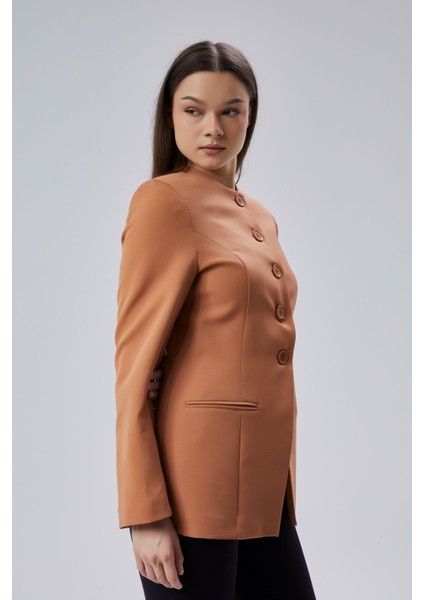 Camel Bisiklet Yaka Regular Dokuma Ceket