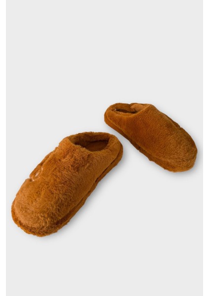 Önü Kapalı Ayıcık Baskılı Peluş Kadın Ev Terliği Taba fırsatları