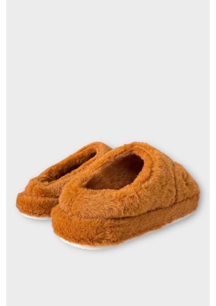 Önü Kapalı Ayıcık Baskılı Peluş Kadın Ev Terliği Taba indirimleri