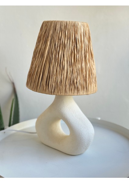 Hasır Başlıklı Ham Seramik Beyaz Iskandinav Abajur fiyatları