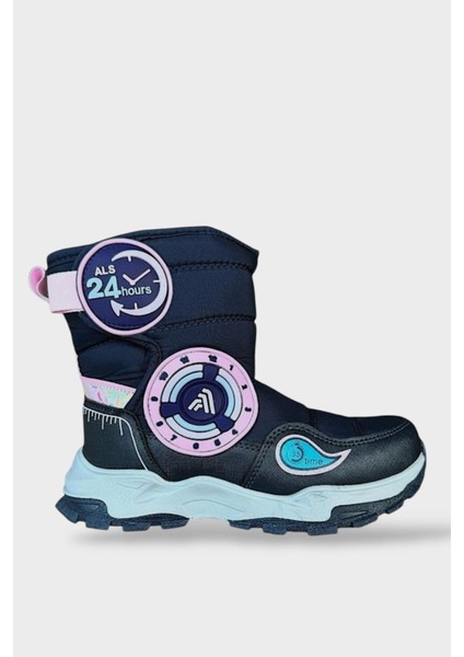 Kız Çocuk Su İtici Cırtlı Kürklü Kar Botu LACİVERT