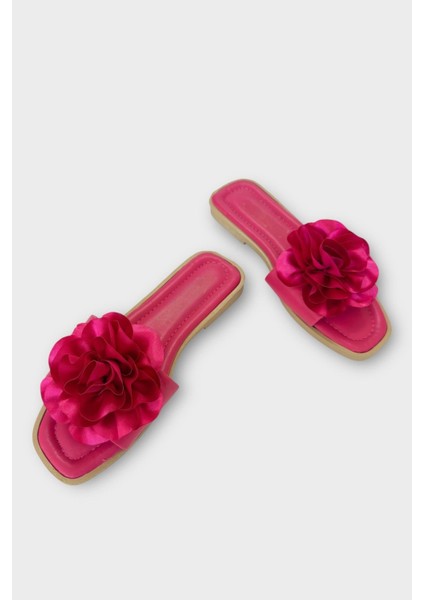 Kadın Gül Çicekli Hediyelik Bohçalık Çeyizlik Terlik Fuşya fırsatları