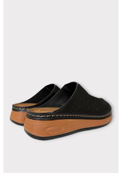 Önü Kapalı Kışlık Ortopedik Günlük Kadın Terlik Siyah - Gümüş