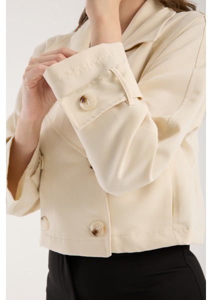 Kadın Kruvaze Crop Trençkot