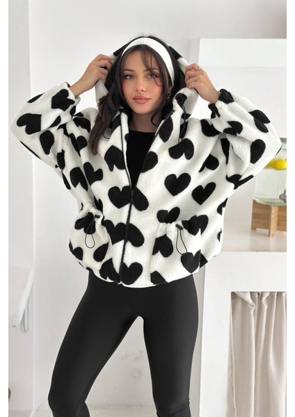 Kadın Oversize Kalp Desenli Polar Mont – Sıcak & Iddialı Stil fiyatları