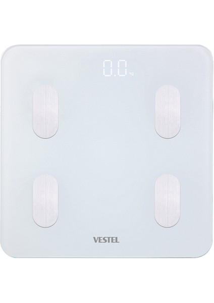 Akıllı Dijital Kas ve Yağ Ölçer Tartı Baskülü Beyaz Renk