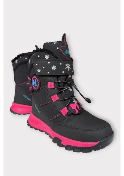 Kız Çocuk Su Itici Cırtlı Akıllıı Bağcıklı Kürklü Kar Botu Siyah - Fuşya fiyatları