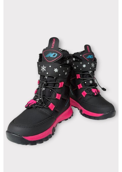 Kız Çocuk Su Itici Cırtlı Akıllıı Bağcıklı Kürklü Kar Botu Siyah - Fuşya fırsatları
