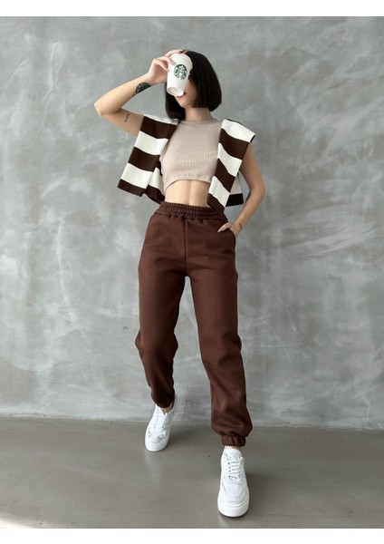 Kadın 3 Iplik Içi Şardonlu Jogger Eşofman Altı