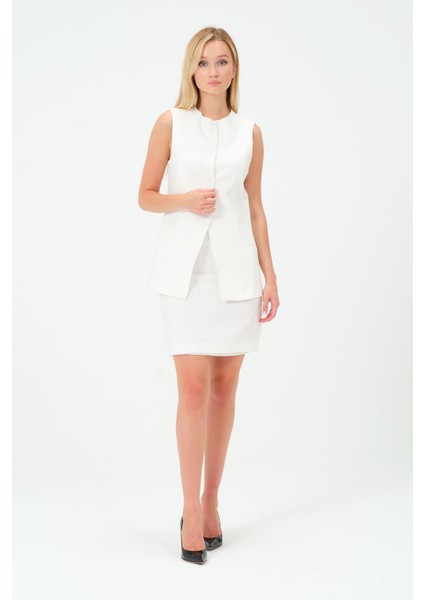 Kadın Yüksek Bel Dokuma Mini Etek