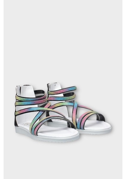 Kız Çocuk Fermuarlı Kaydırmaz Taban Bilekli Sandalet Siyah modelleri