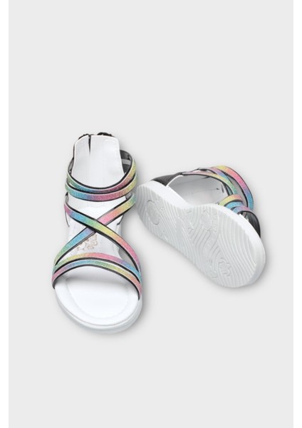 Kız Çocuk Fermuarlı Kaydırmaz Taban Bilekli Sandalet Siyah indirimleri