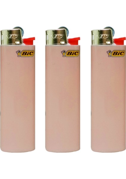 J3 Taşlı Çakmak, Slim, 3 Adet Bej Renk