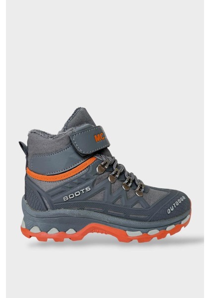 Çocuk Içi Kürklü Fermuarlı Outdoor Bot Füme - Turuncu