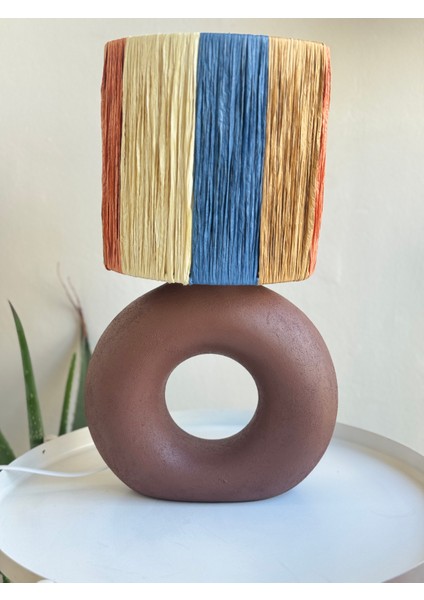 Seramik Kahverengi Simit Abajur