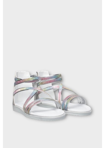 Kız Çocuk Fermuarlı Kaydırmaz Taban Bilekli Sandalet Gri modelleri