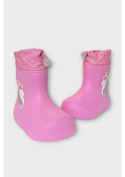 Çocuk Kışlık Su Geçirmez Yağmur Botu Pembe modelleri