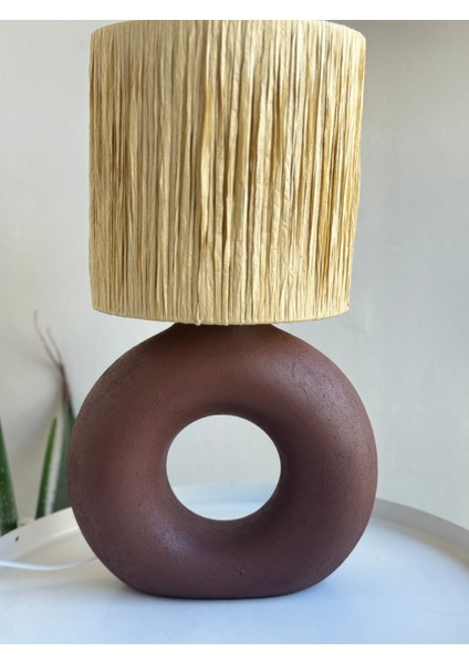 Seramik Kahverengi Simit Abajur